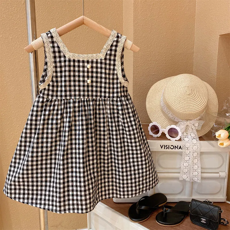 Casual Plaid Cotton Girls Dresses display picture 2