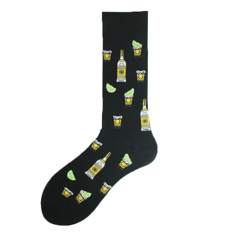 All Polyester Socks   Fashion Brand Animal Music Pepper Pattern Fashionable Polyester Socks Men's Medium Polyester Socks display picture 6