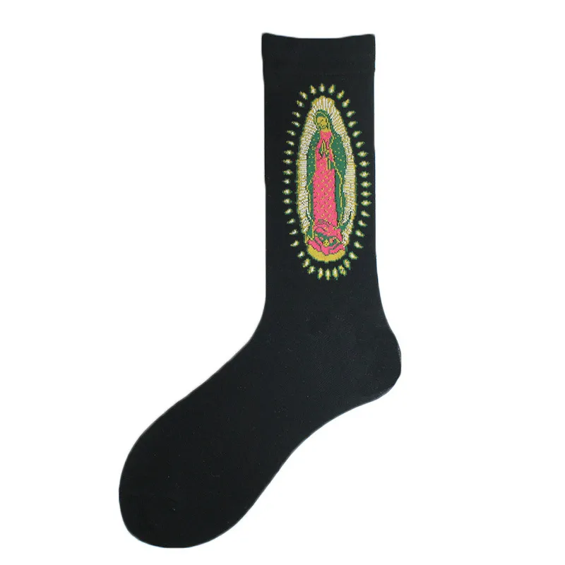 All Polyester Socks   Fashion Brand Animal Music Pepper Pattern Fashionable Polyester Socks Men's Medium Polyester Socks display picture 9