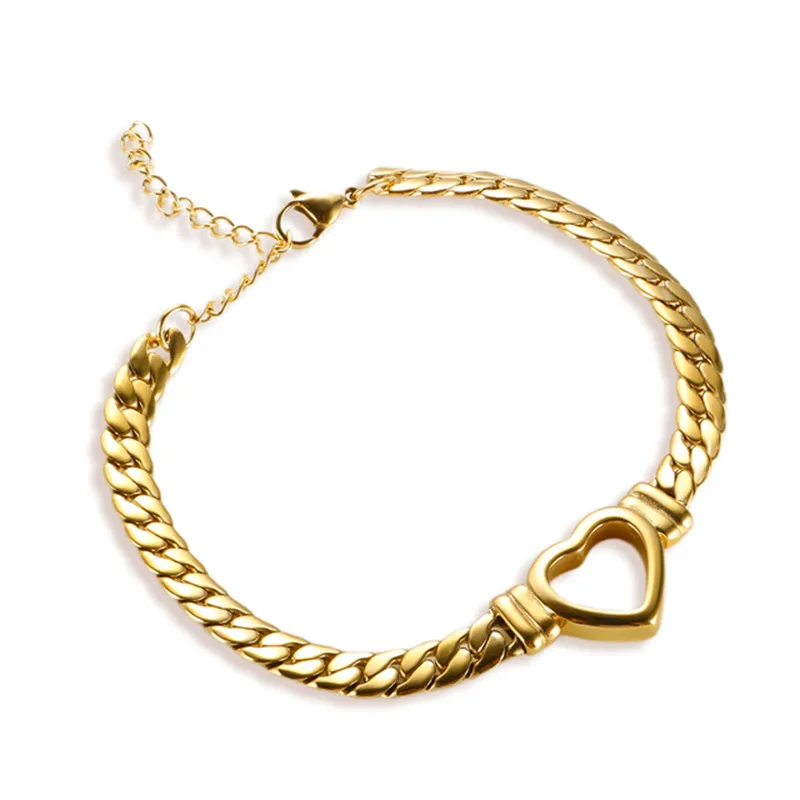 Acero Inoxidable 304 Chapados en oro de 18k Retro Enchapado Forma De Corazón Pulsera Collar display picture 3