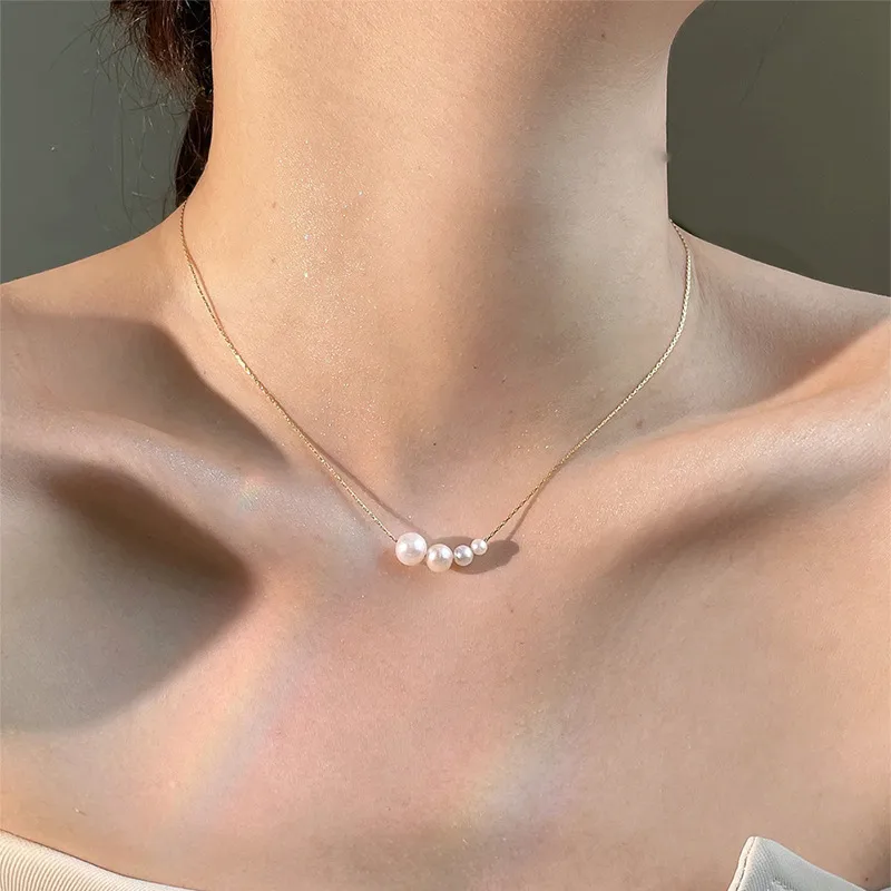 Wholesale Jewelry Simple Style Pearl 304 Stainless Steel 18K Gold Plated Plating Necklace display picture 3