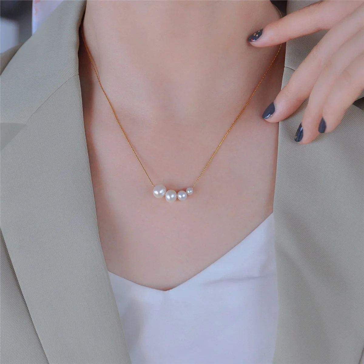 Wholesale Jewelry Simple Style Pearl 304 Stainless Steel 18K Gold Plated Plating Necklace display picture 4