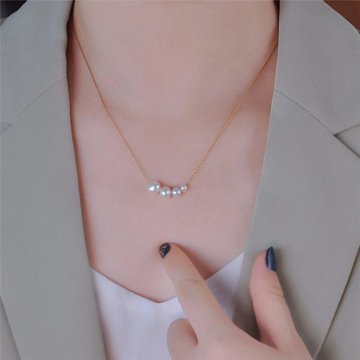 Wholesale Jewelry Simple Style Pearl 304 Stainless Steel 18K Gold Plated Plating Necklace display picture 5