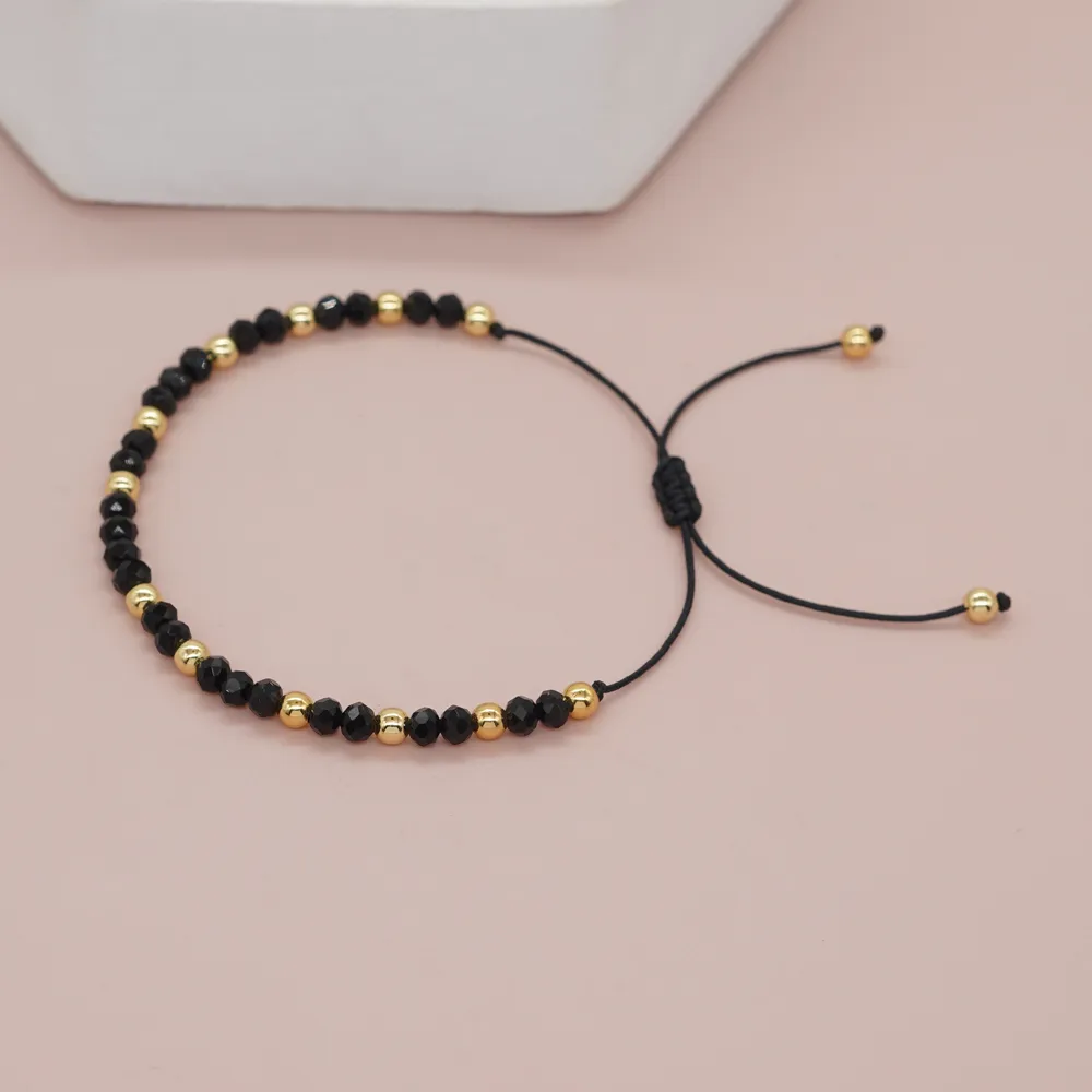 Basic Retro Shiny Solid Color Glass Wholesale Bracelets display picture 4