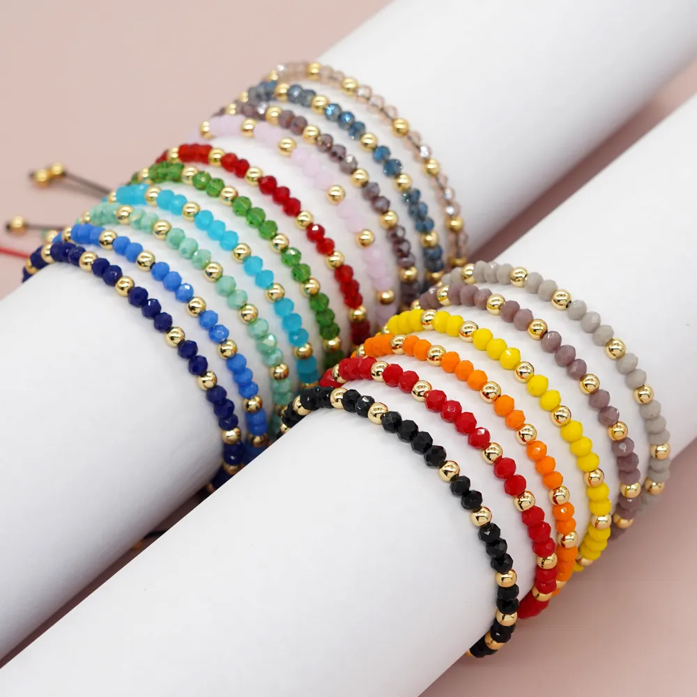 Basic Retro Shiny Solid Color Glass Wholesale Bracelets display picture 1