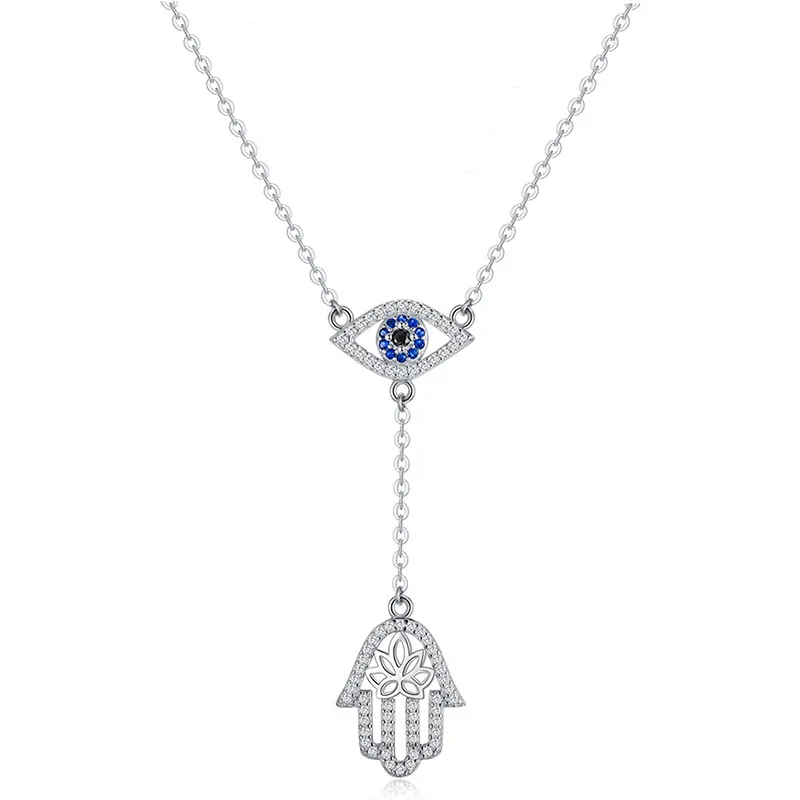 Sterling Silver Long-Lasting Plated Zircon Inlay Devil's Eye  Pendant Necklace display picture 5