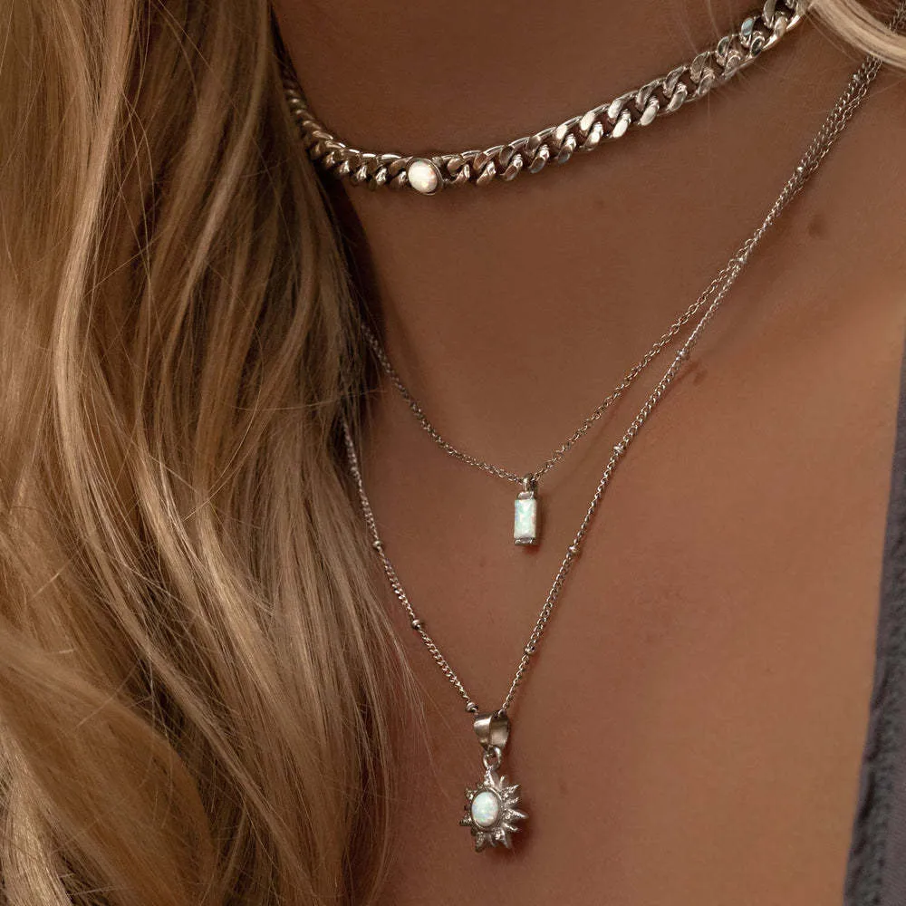 Wholesale Jewelry Retro Roman Style Streetwear Geometric Sun 201 Stainless Steel 304 Stainless Steel Artificial Opal Opal 18K Gold Plated Plating Inlay Pendant Necklace display picture 3