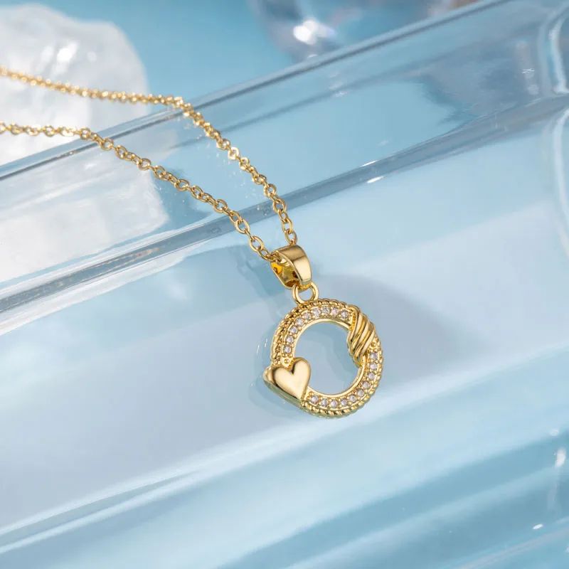 Stainless Steel Titanium Steel 18K Gold Plated Elegant Plating Inlay Sun Heart Shape Eye Zircon Pendant Necklace display picture 13