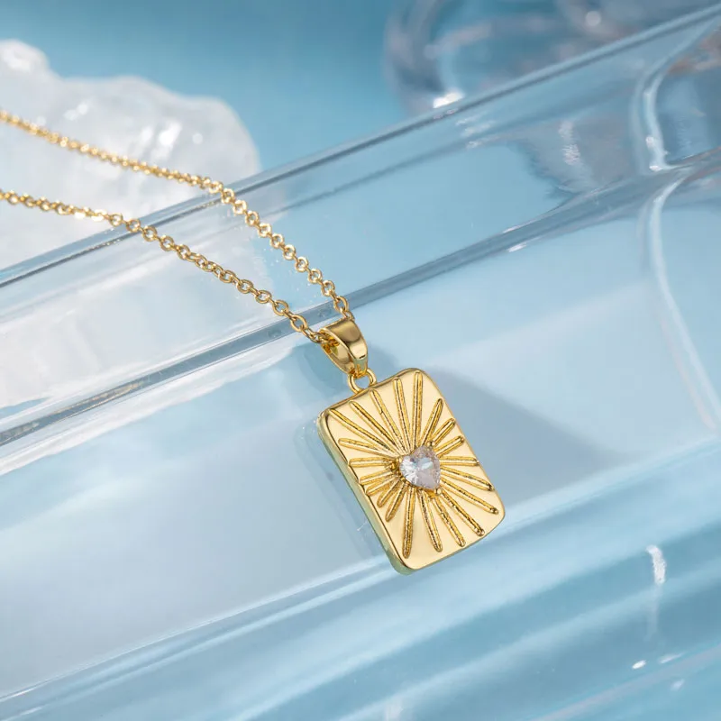 Stainless Steel Titanium Steel 18K Gold Plated Elegant Plating Inlay Sun Heart Shape Eye Zircon Pendant Necklace display picture 10
