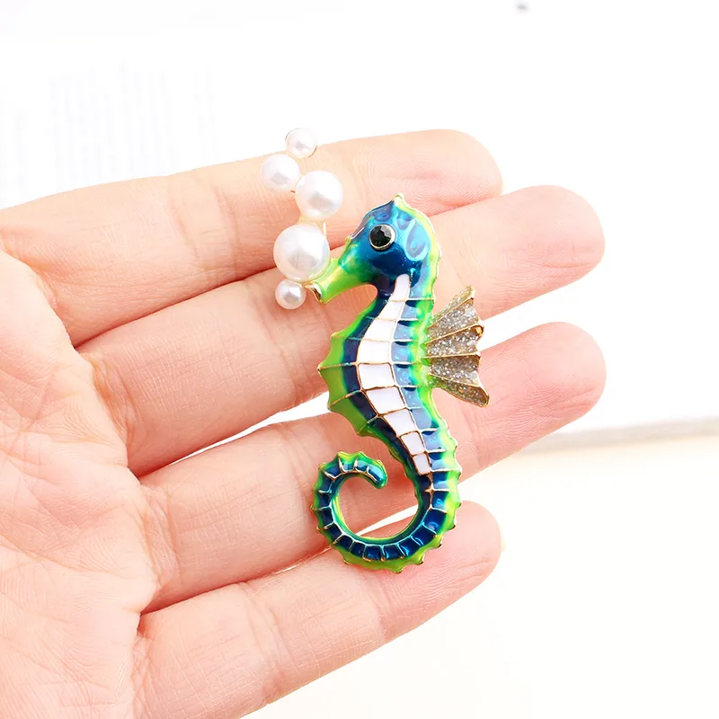 Exaggerated Funny Hippocampus Alloy Inlay Artificial Pearls Rhinestones Unisex Brooches display picture 6