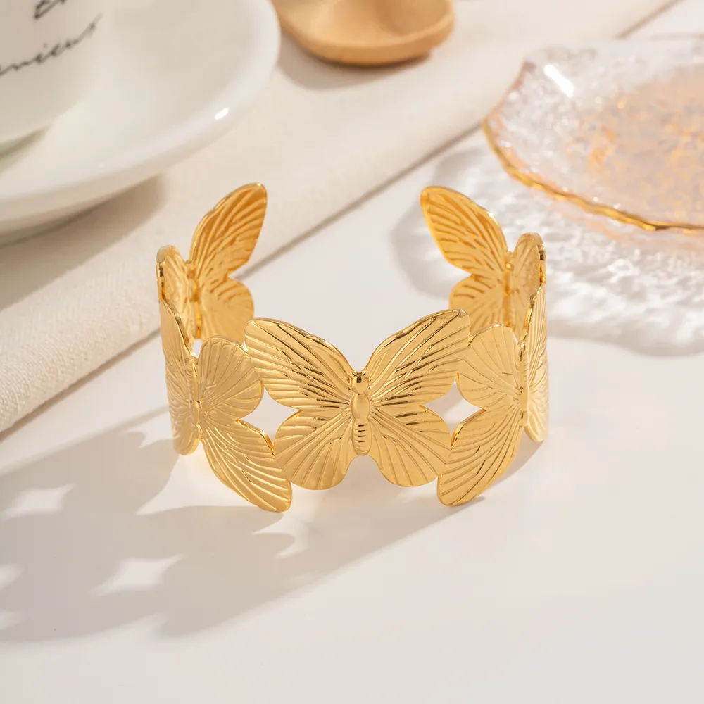 IG Style Retro Streetwear Butterfly 304 Stainless Steel Bangle In Bulk display picture 2