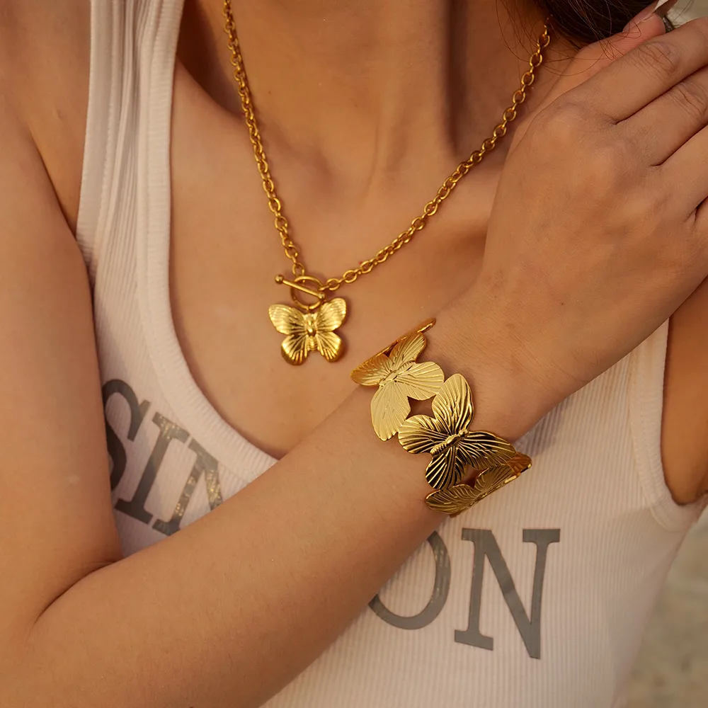 IG Style Retro Streetwear Butterfly 304 Stainless Steel Bangle In Bulk display picture 5