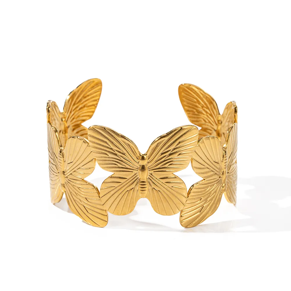 IG Style Retro Streetwear Butterfly 304 Stainless Steel Bangle In Bulk display picture 1