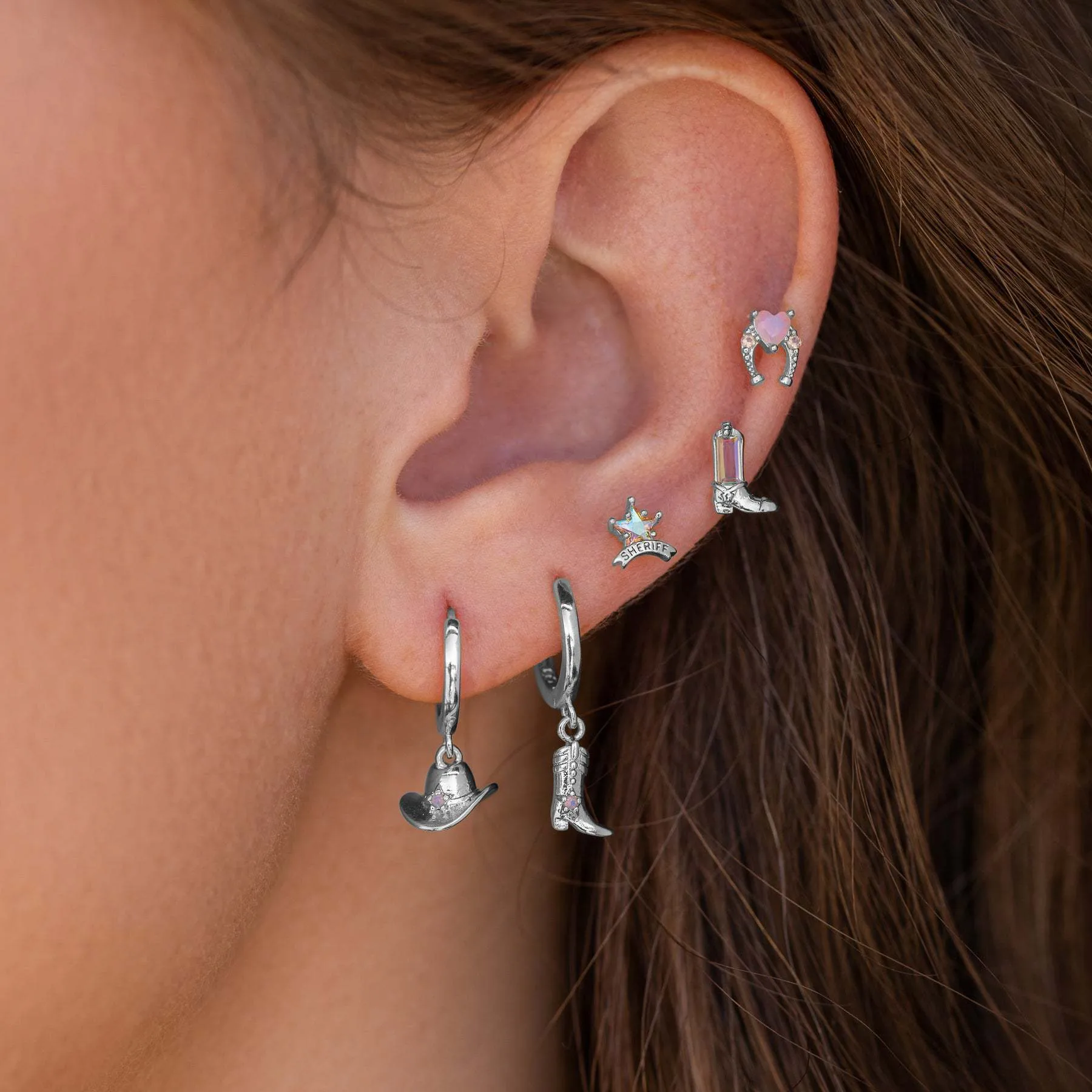 1 Pair Punk Cowboy Style Hat Boots Plating Three-dimensional Inlay Copper Zircon 18k Gold Plated Drop Earrings display picture 4