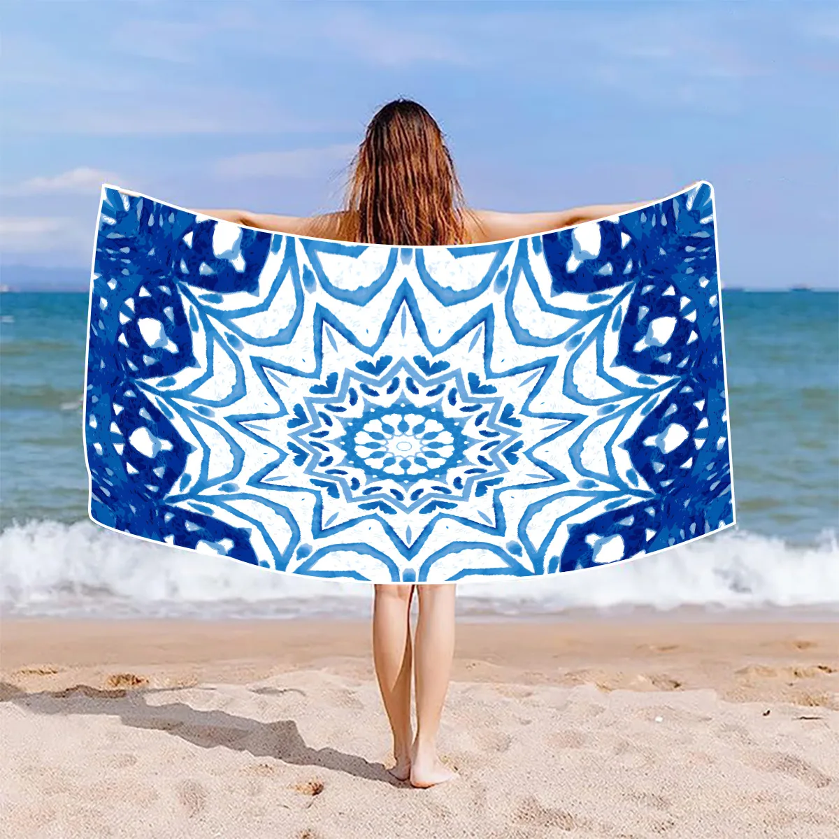 Retro Vacation Flower Elephant Beach Towels display picture 10