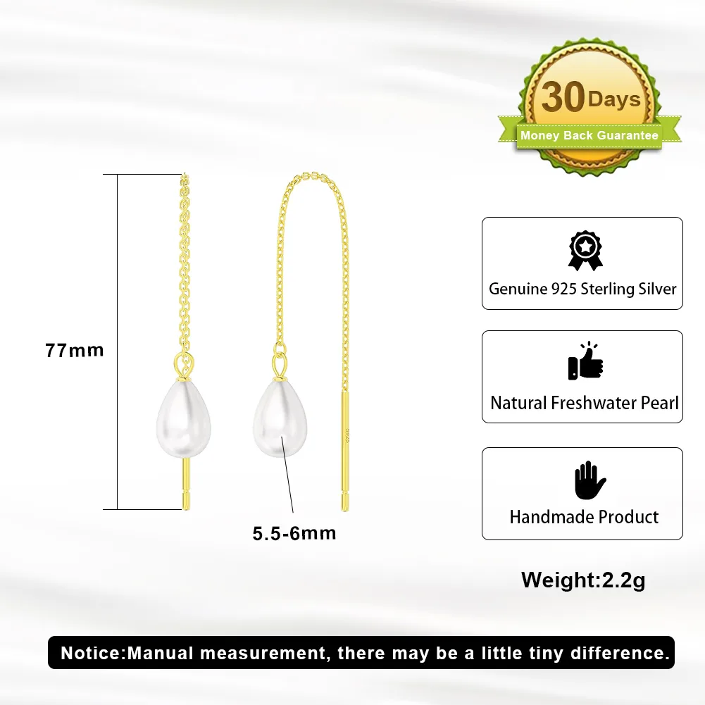 1 Pair Sweet Simple Style Solid Color Plating Inlay Baroque Pearls Sterling Silver Freshwater Pearl 14k Gold Plated Drop Earrings display picture 4