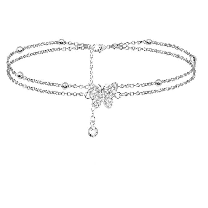 Wholesale Jewelry Simple Style Classic Style Butterfly Stainless Steel Zircon Gold Plated Inlay Anklet display picture 2