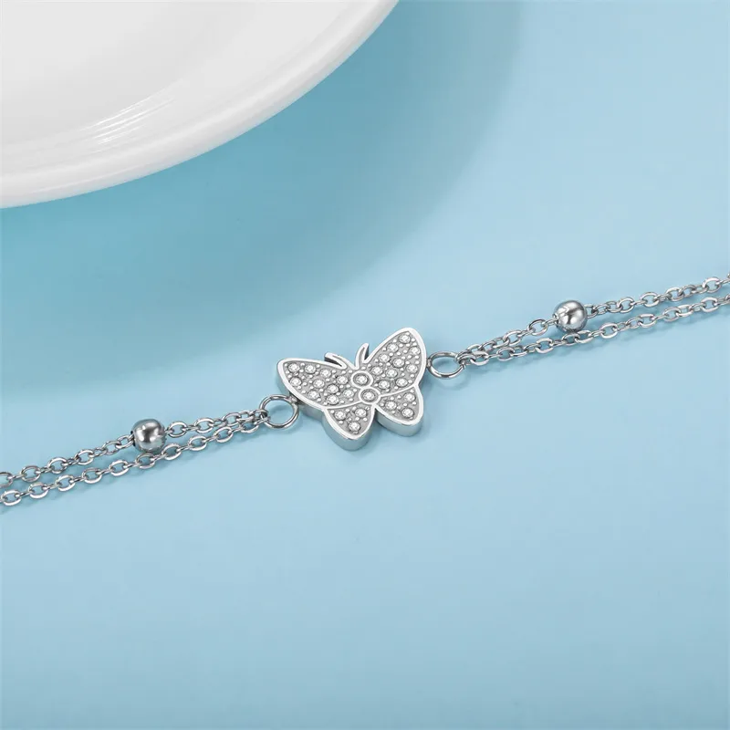Wholesale Jewelry Simple Style Classic Style Butterfly Stainless Steel Zircon Gold Plated Inlay Anklet display picture 5