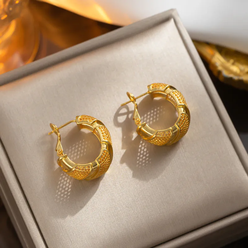 1 Pair Casual Elegant Lady C Shape Geometric Plating Stainless Steel 18k Gold Plated Ear Studs display picture 4