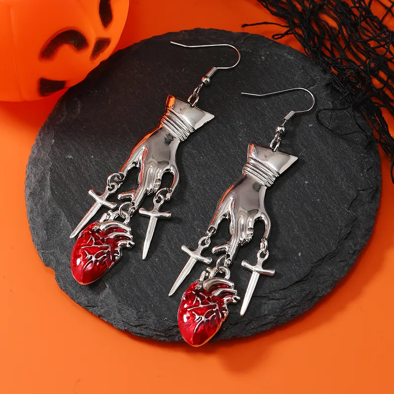 1 Pair Exaggerated Funny Heart Gesture Enamel Alloy Drop Earrings display picture 4