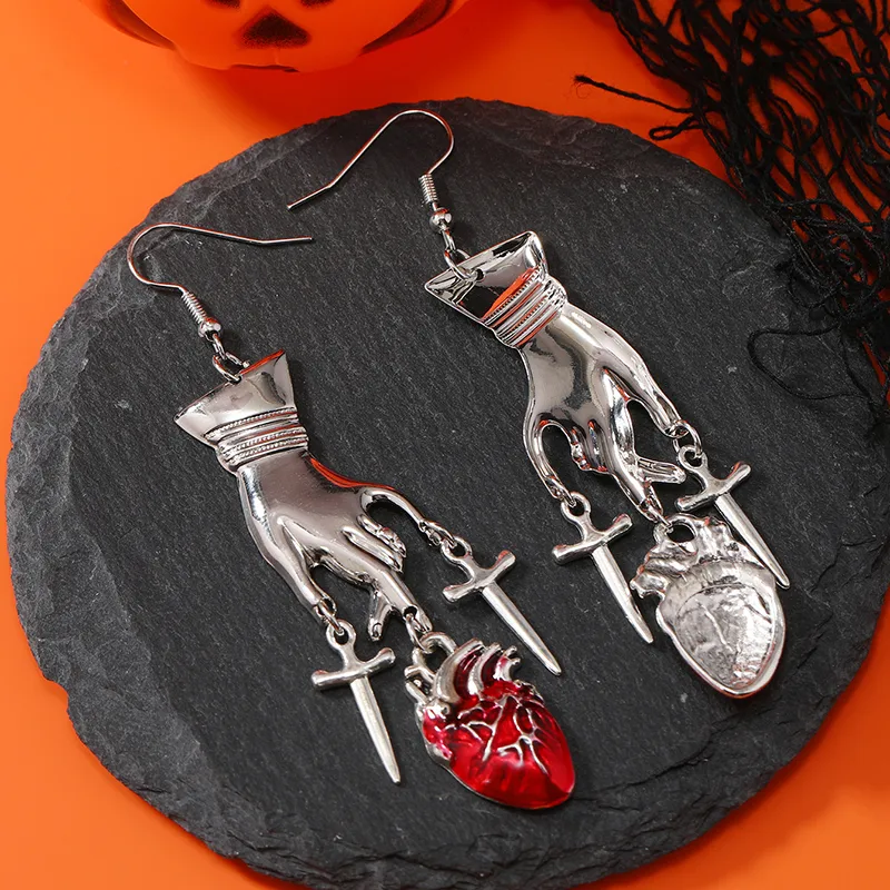 1 Pair Exaggerated Funny Heart Gesture Enamel Alloy Drop Earrings display picture 5