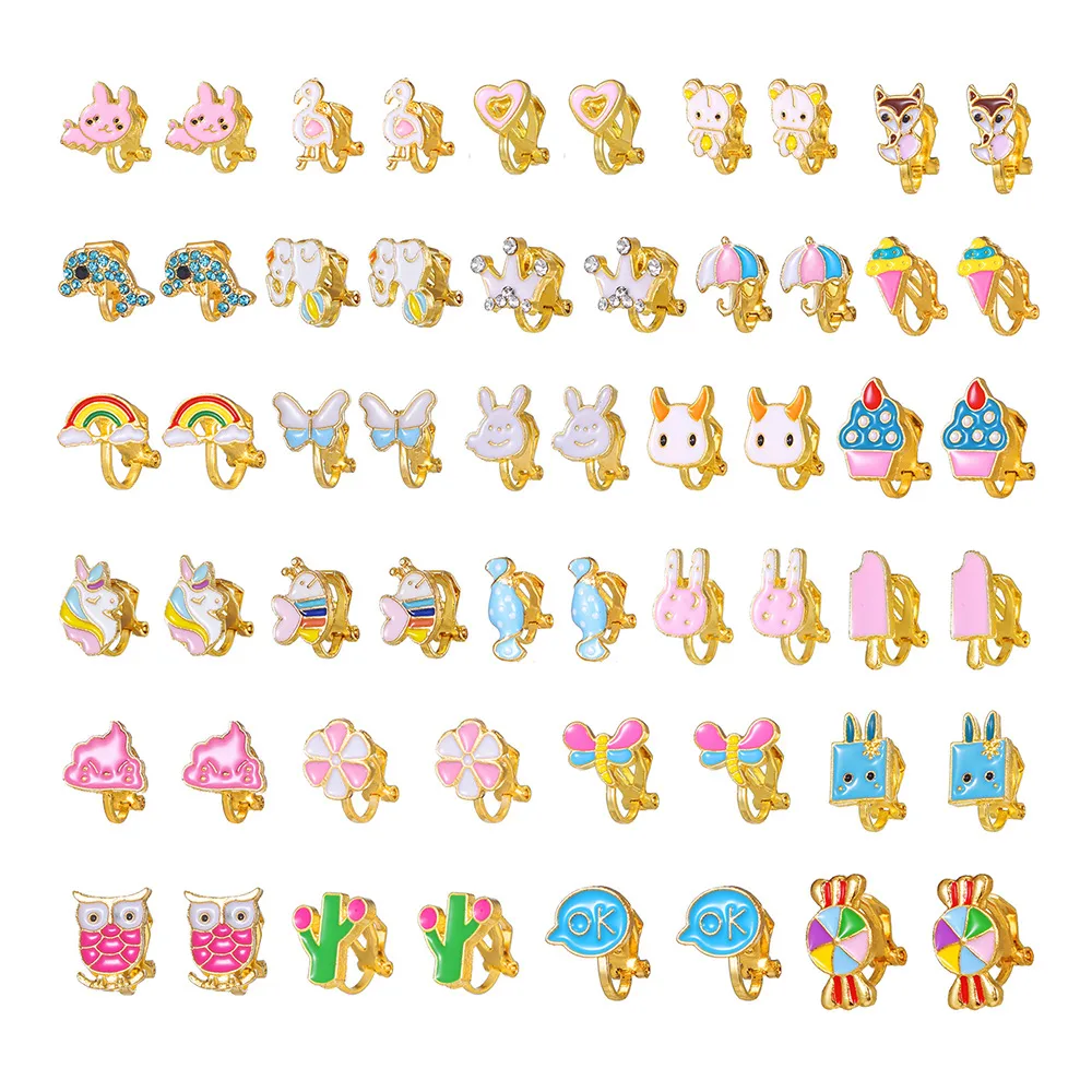 1 Set Cartoon Style Geometric Cartoon Enamel Alloy Ear Studs display picture 5