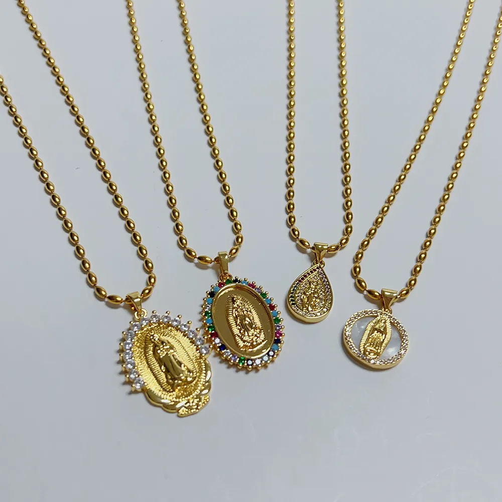 Stainless Steel Copper 18K Gold Plated Classic Style Plating Inlay Portrait Oval Zircon Pendant Necklace display picture 1