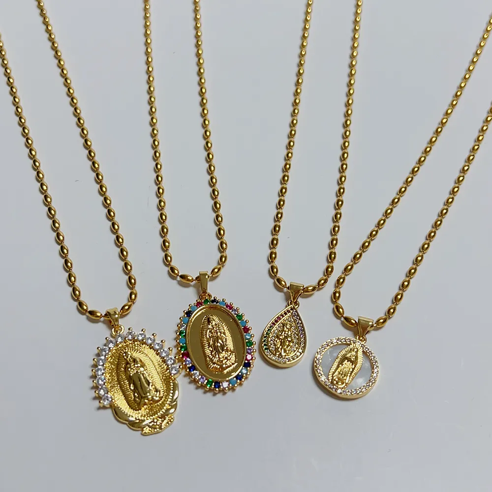 Stainless Steel Copper 18K Gold Plated Classic Style Plating Inlay Portrait Oval Zircon Pendant Necklace display picture 2