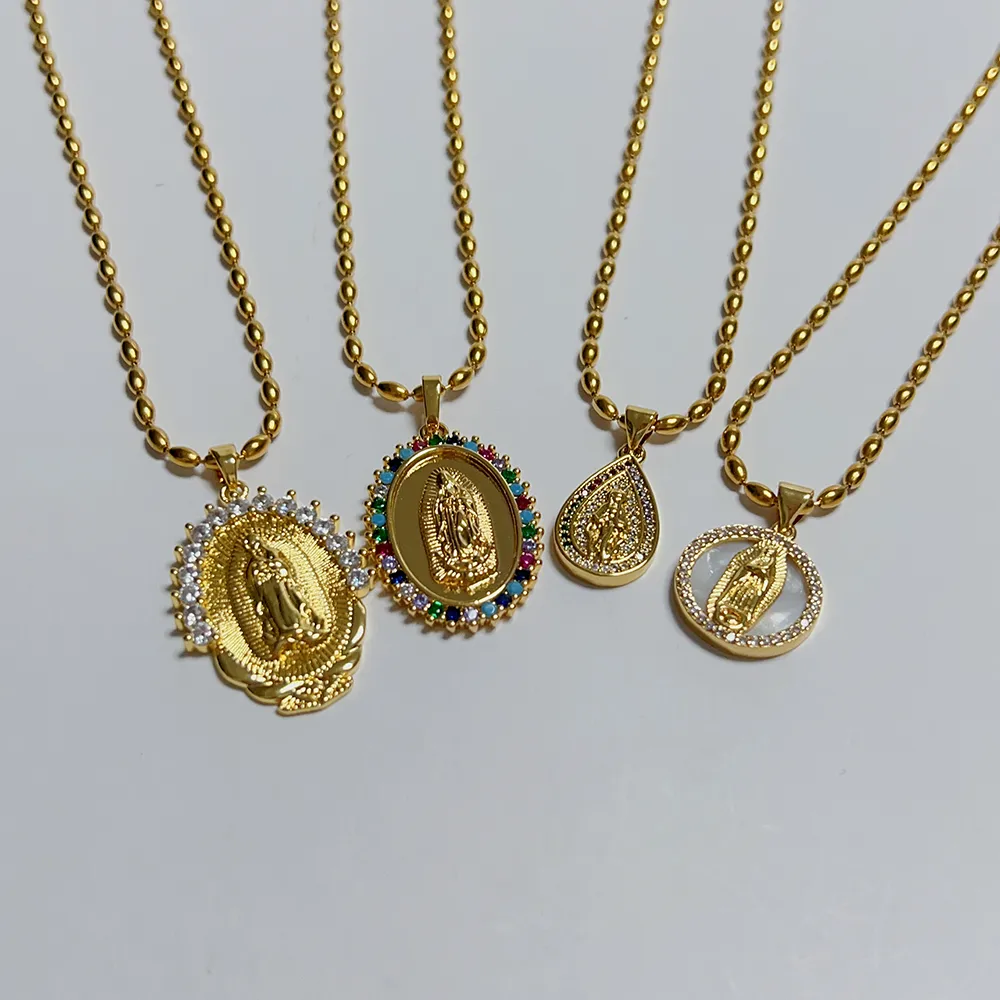 Stainless Steel Copper 18K Gold Plated Classic Style Plating Inlay Portrait Oval Zircon Pendant Necklace display picture 3