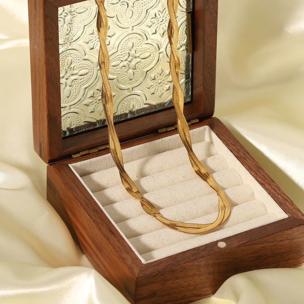 Stainless Steel 18K Gold Plated Vintage Style Plating Solid Color Necklace display picture 1