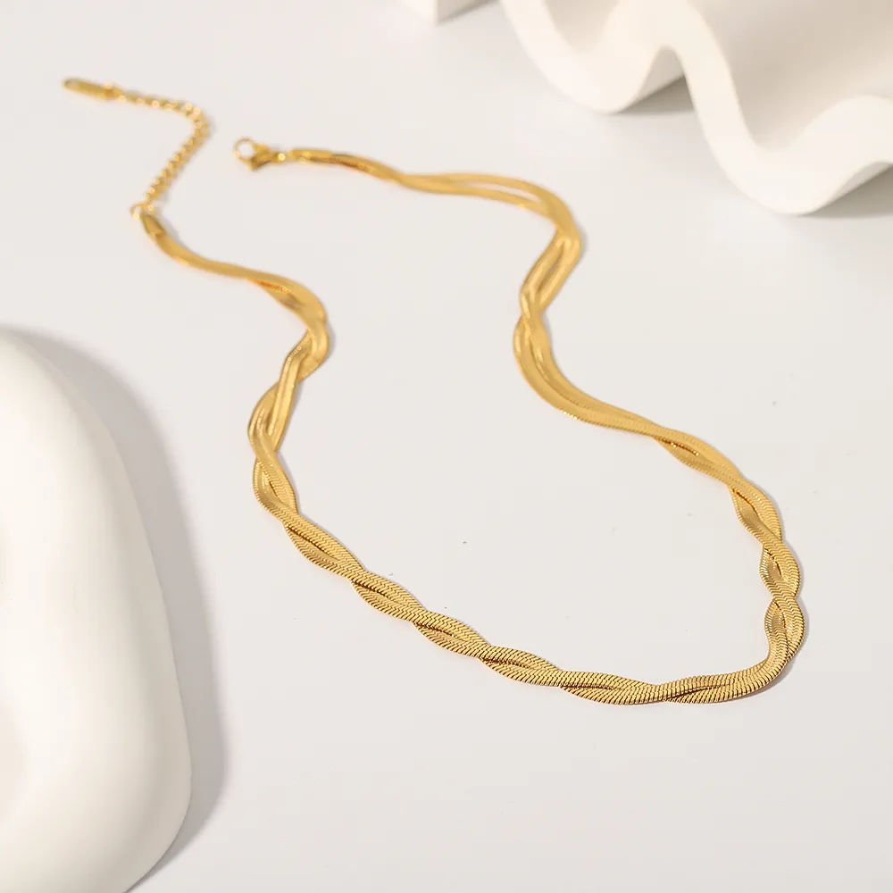 Stainless Steel 18K Gold Plated Vintage Style Plating Solid Color Necklace display picture 2