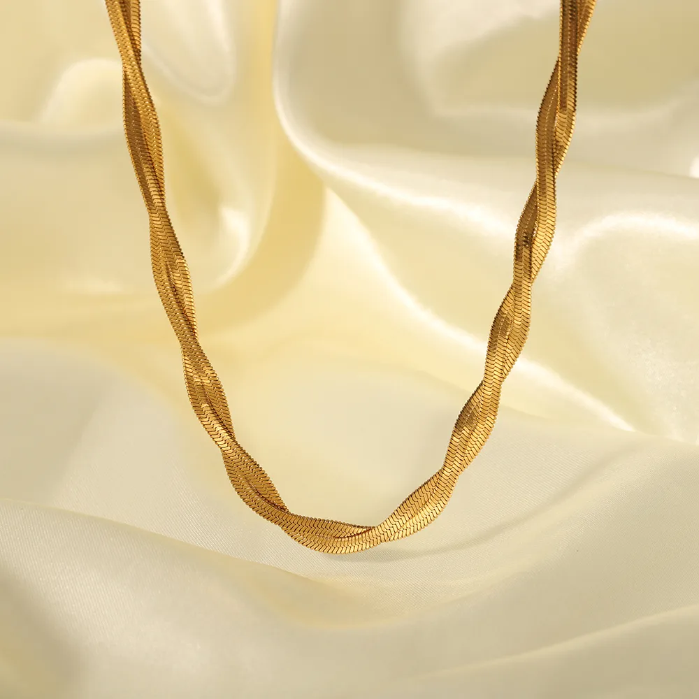 Stainless Steel 18K Gold Plated Vintage Style Plating Solid Color Necklace display picture 4
