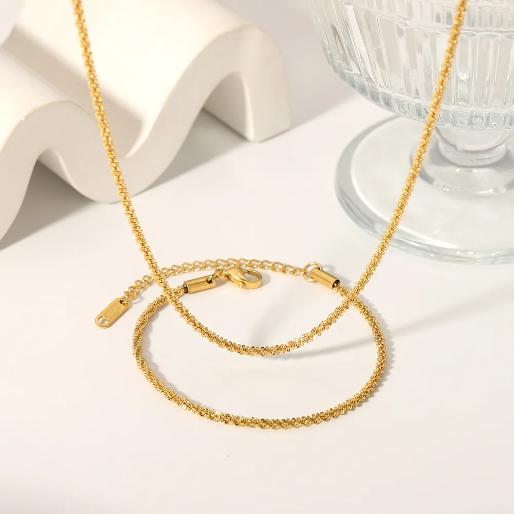 304 Stainless Steel 18K Gold Plated IG Style Plating Solid Color Bracelets Necklace display picture 4