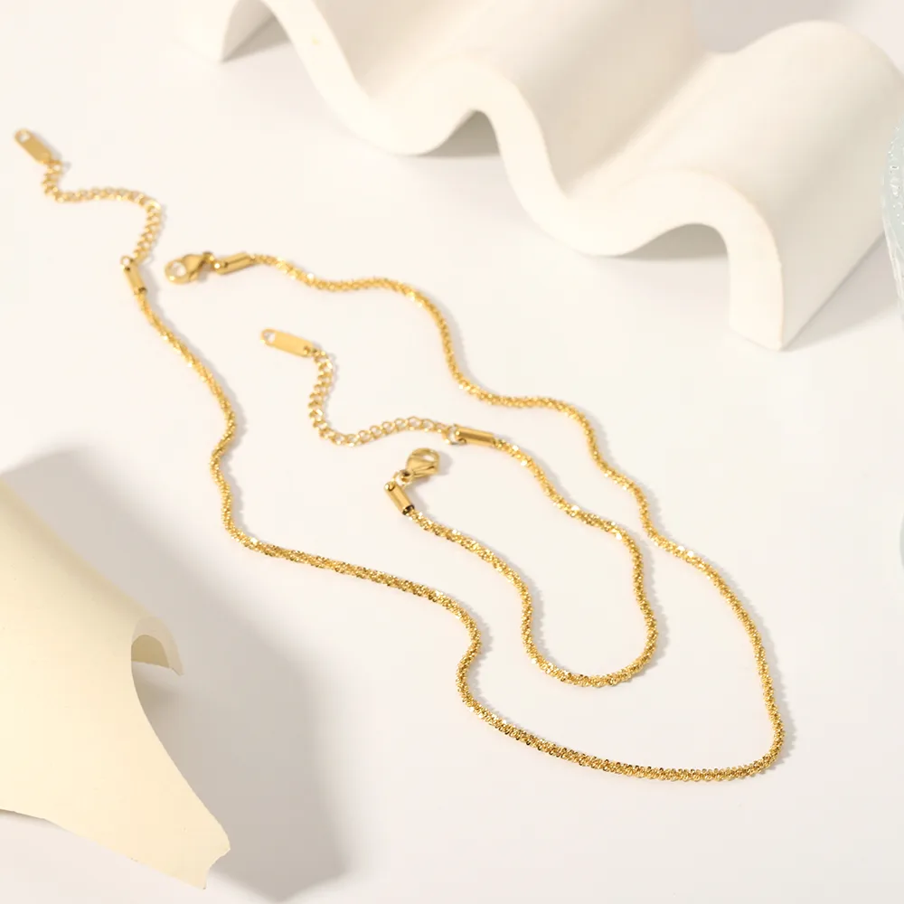 304 Stainless Steel 18K Gold Plated IG Style Plating Solid Color Bracelets Necklace display picture 3