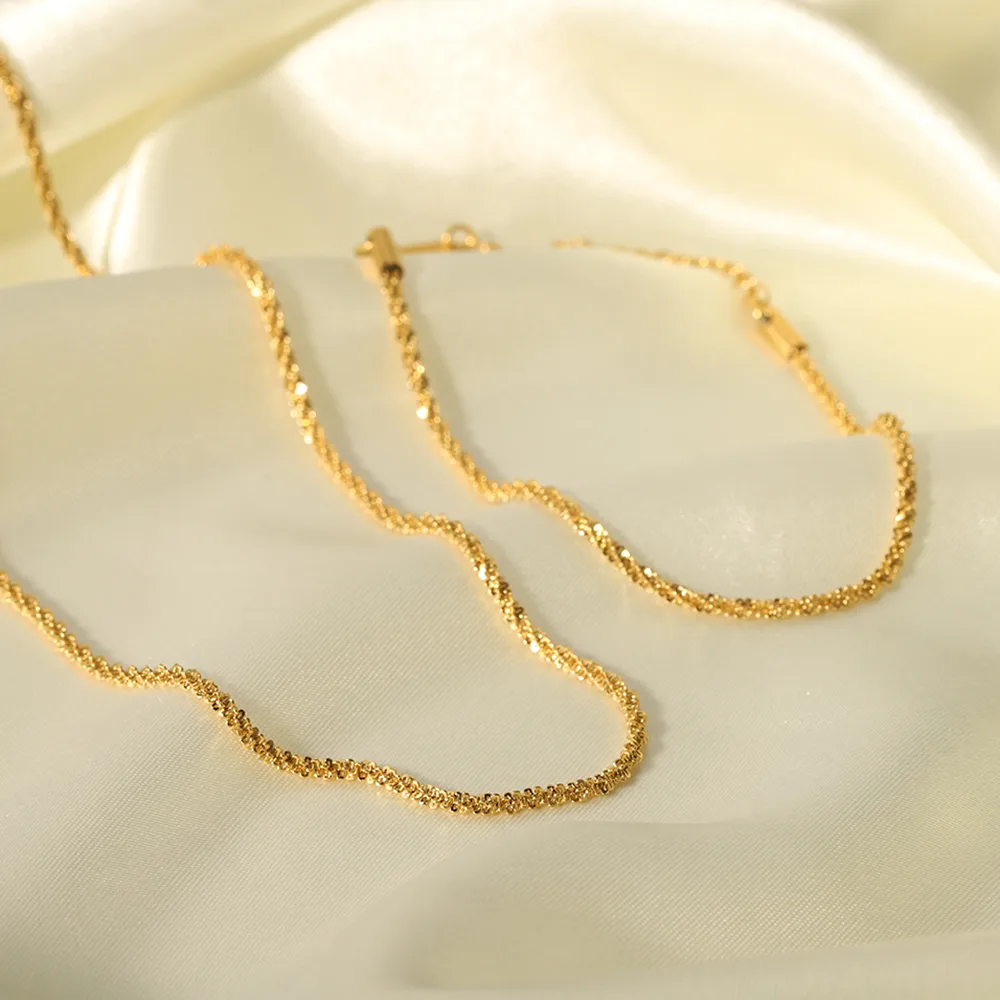 304 Stainless Steel 18K Gold Plated IG Style Plating Solid Color Bracelets Necklace display picture 5