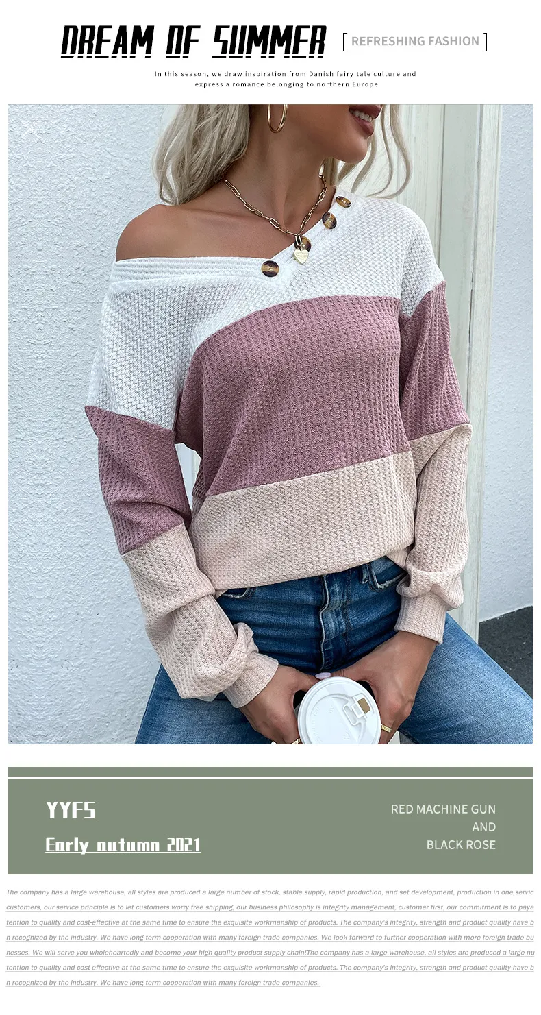 Women's Sweater Long Sleeve Sweaters & Cardigans Contrast Binding Casual Color Block display picture 1