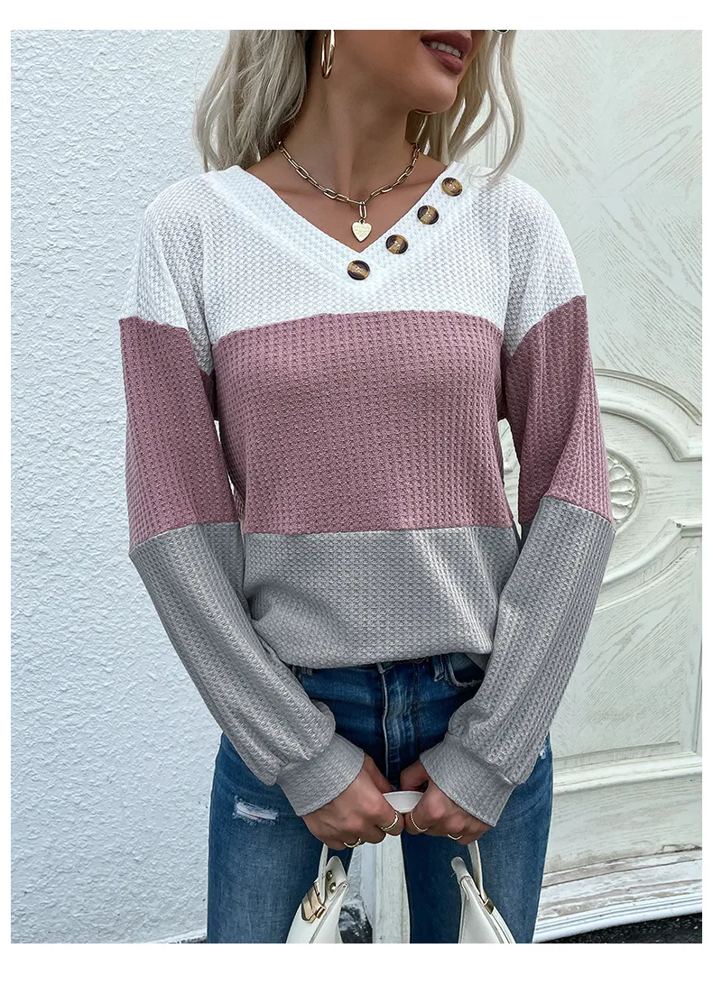 Women's Sweater Long Sleeve Sweaters & Cardigans Contrast Binding Casual Color Block display picture 12