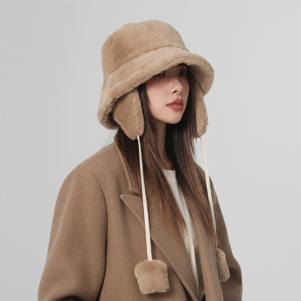 Unisex Modern Style Solid Color Big Eaves Wool Cap Bucket Hat display picture 3