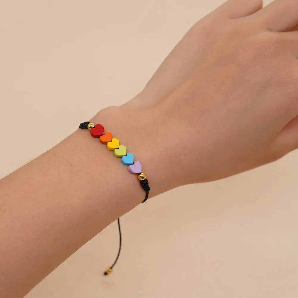 Sweet Heart Shape Iron Gall Stone Unisex Drawstring Bracelets display picture 1