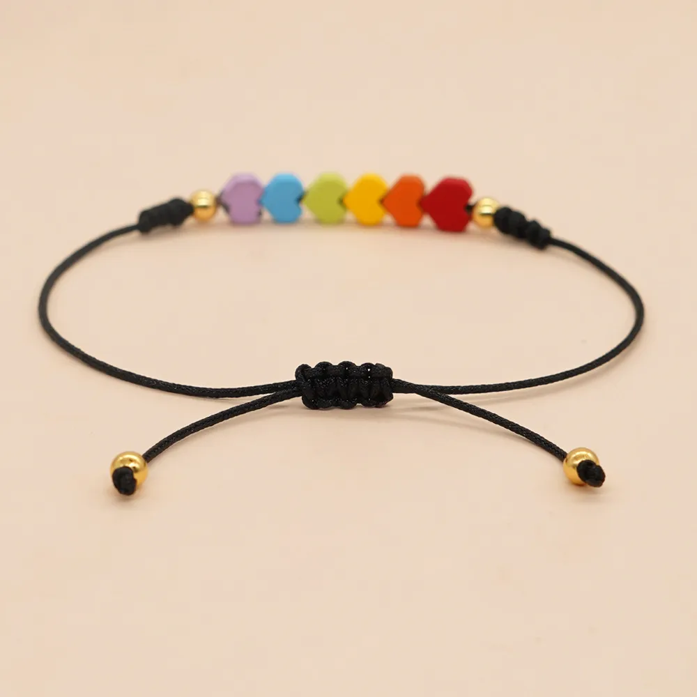Sweet Heart Shape Iron Gall Stone Unisex Drawstring Bracelets display picture 2