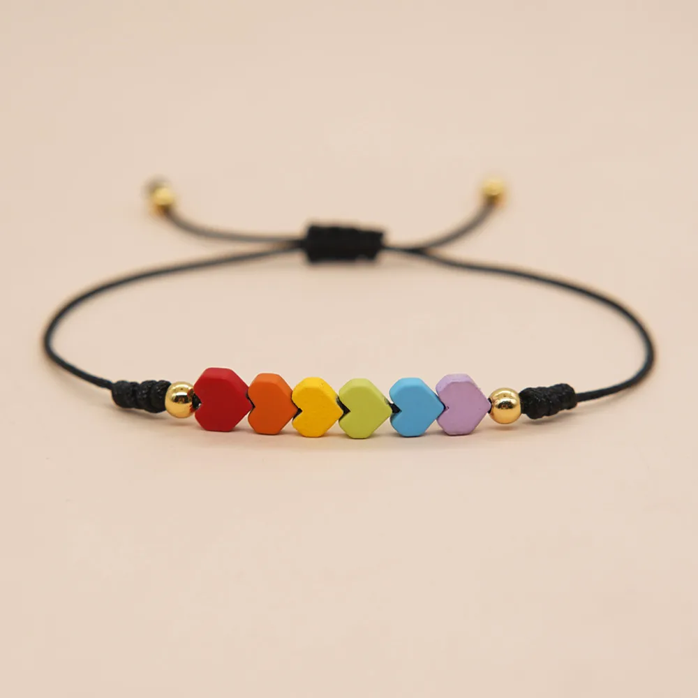 Sweet Heart Shape Iron Gall Stone Unisex Drawstring Bracelets display picture 3