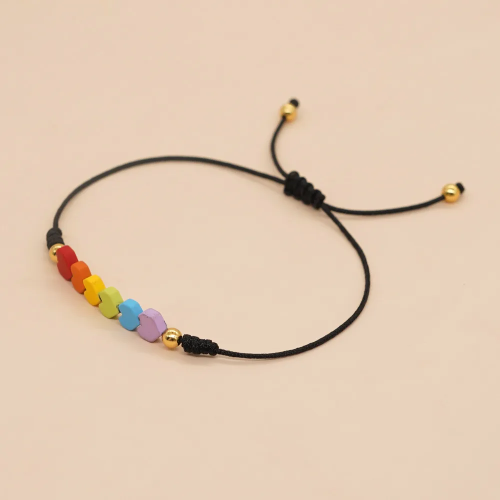 Sweet Heart Shape Iron Gall Stone Unisex Drawstring Bracelets display picture 4