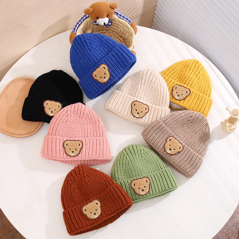 Children Unisex Casual Solid Color Bear Wool Cap display picture 1