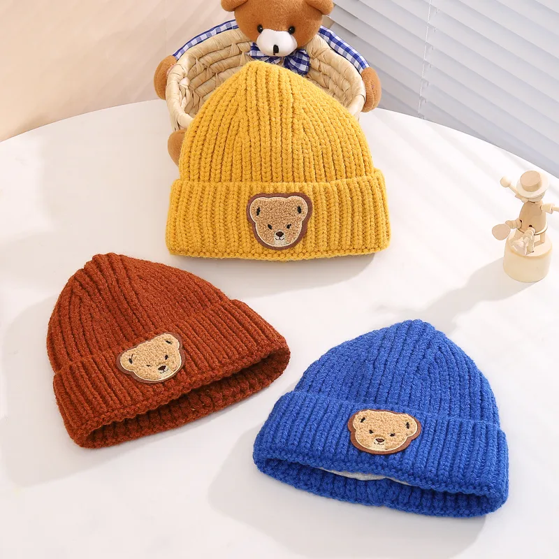 Children Unisex Casual Solid Color Bear Wool Cap display picture 2