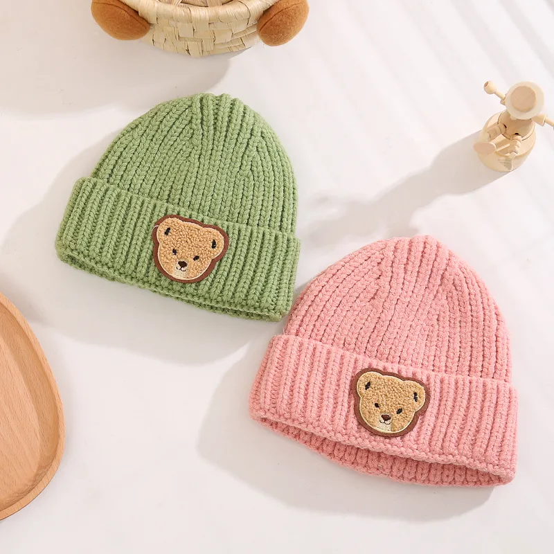 Children Unisex Casual Solid Color Bear Wool Cap display picture 3