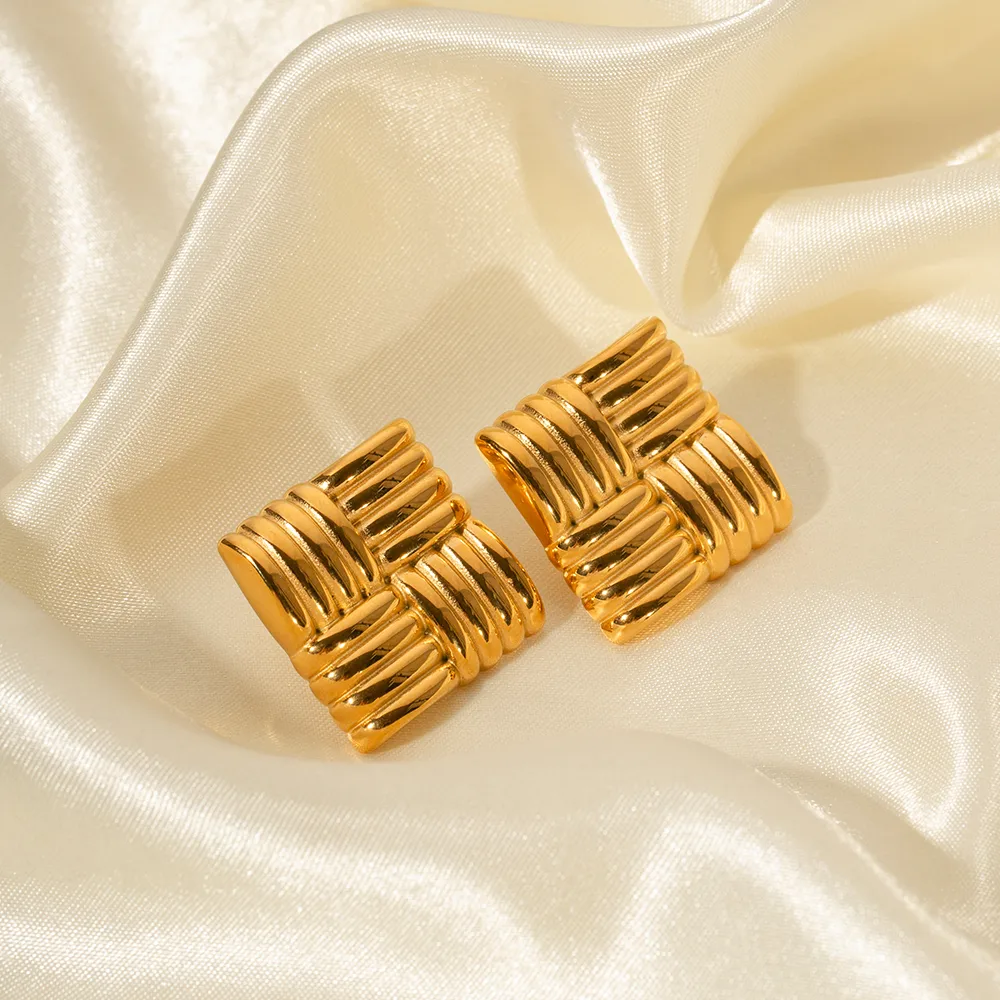 1 Pair IG Style Simple Style Square Solid Color Plating 316 Stainless Steel  Ear Studs display picture 2