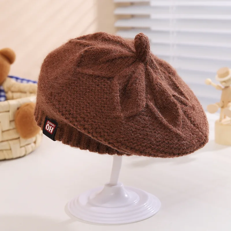 Girl's Ig Style Casual Solid Color Flower Beret Hat display picture 14