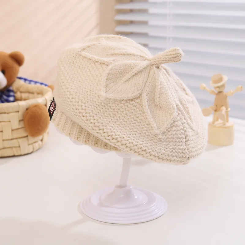 Girl's Ig Style Casual Solid Color Flower Beret Hat display picture 12
