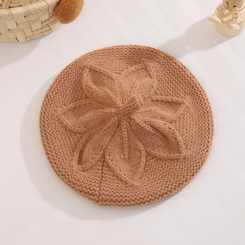 Girl's Ig Style Casual Solid Color Flower Beret Hat display picture 6
