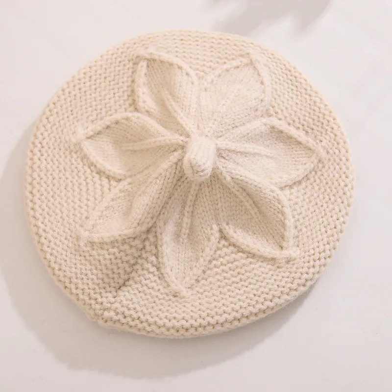 Girl's Ig Style Casual Solid Color Flower Beret Hat display picture 7
